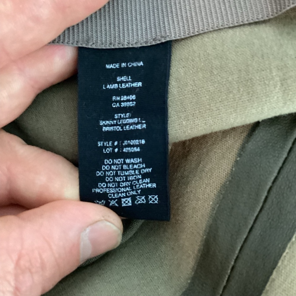 Theory Bristol Lambskin Leather Skinny Leggings Dark Olive Size 4 - Picture 8 of 8